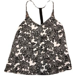 Sequins Black and White floral Express tank